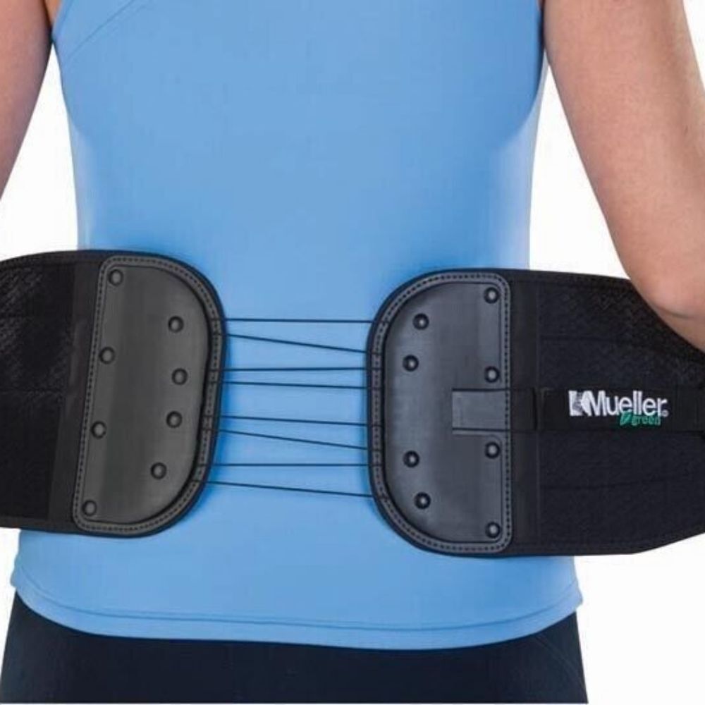 Mueller Green Adjustable Lumbar Back & Abdominal Support Brace, One Size